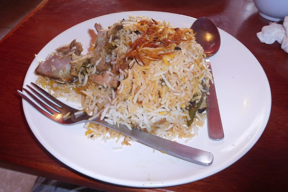 Hyderabadi biryani with saffron rice